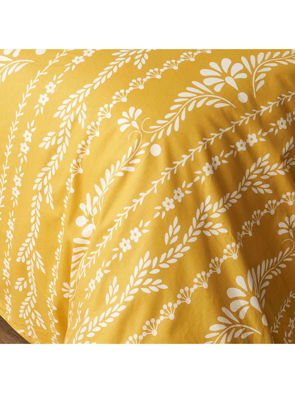 Sarı %100 Pamuk Ranforce Blessing Çift Kişilik Nevresim Seti Hardal (200x220 cm)-3