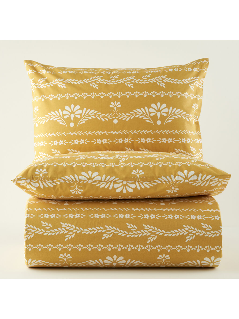 Sarı %100 Pamuk Ranforce Blessing Çift Kişilik Nevresim Seti Hardal (200x220 cm)-5