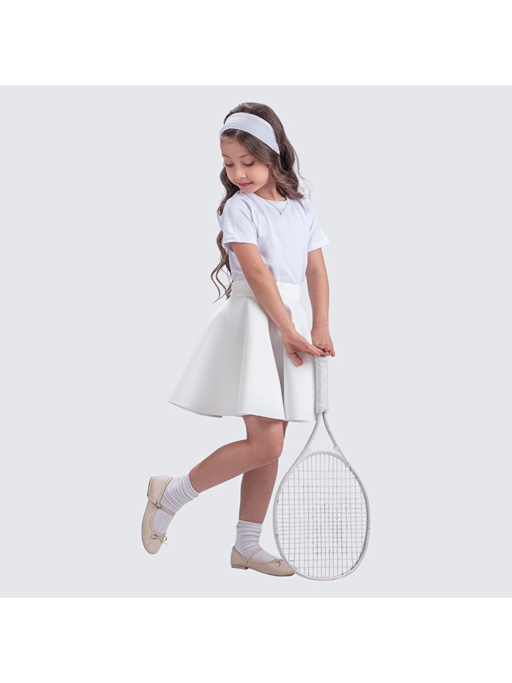 Beyaz Scuba 23 Nisan Kız Çocuk Kloş Etek MNK0565-8
