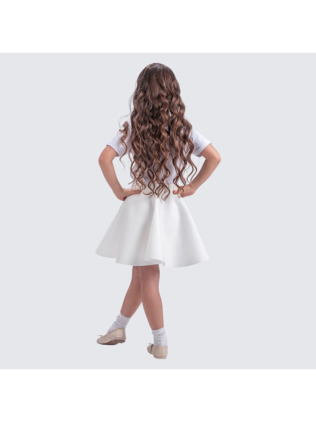 Beyaz Scuba 23 Nisan Kız Çocuk Kloş Etek MNK0565-9
