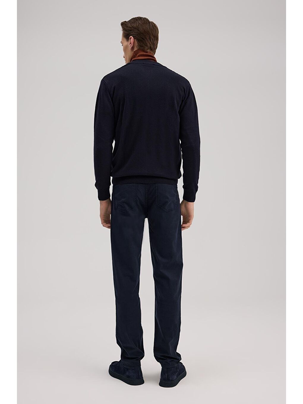 Lacivert Regular Fit Desenli Fermuarlı Triko Hırka-3