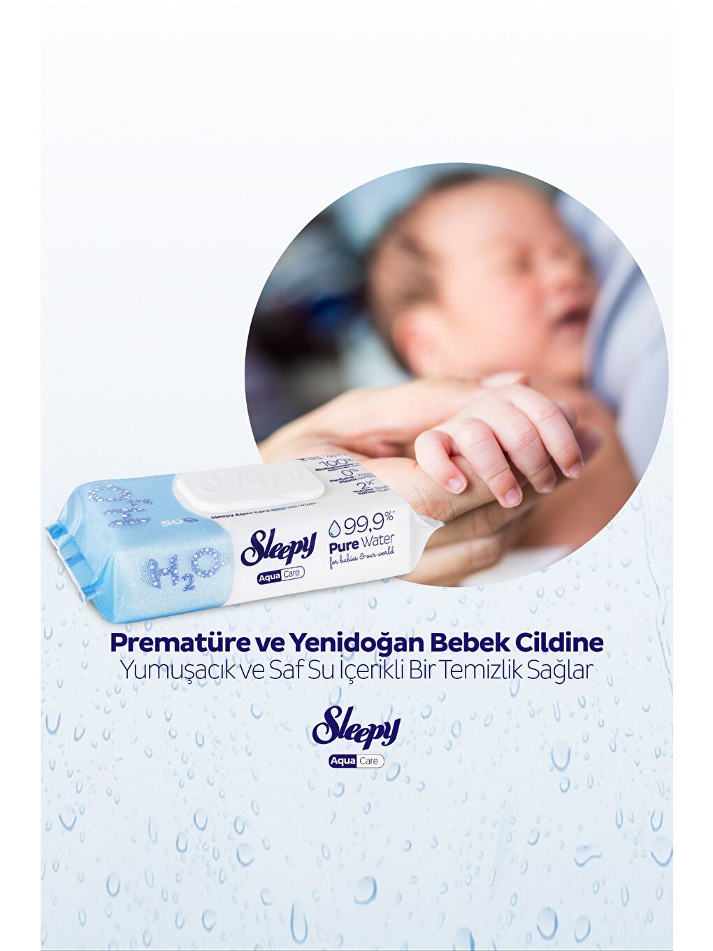 AquaCare H2O Yenidoğan Islak Bebek Havlusu 4X50-3