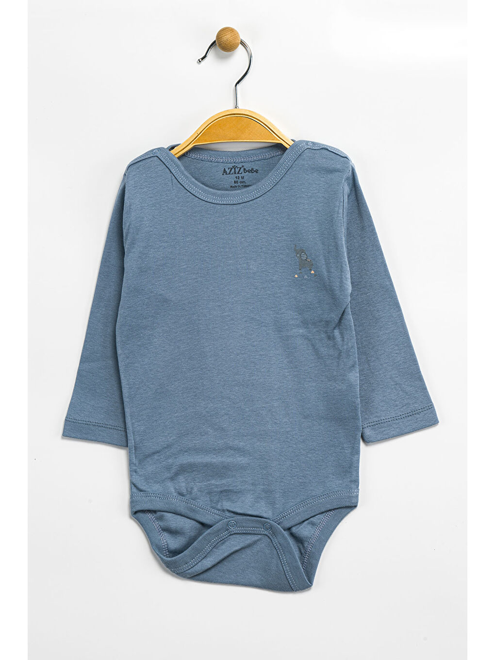 AZİZ BEBE Indigo Erkek Kız Bebek Çıtçıtlı % 100 Pamuk Body & Zıbın 12 Ay - 36 Ay