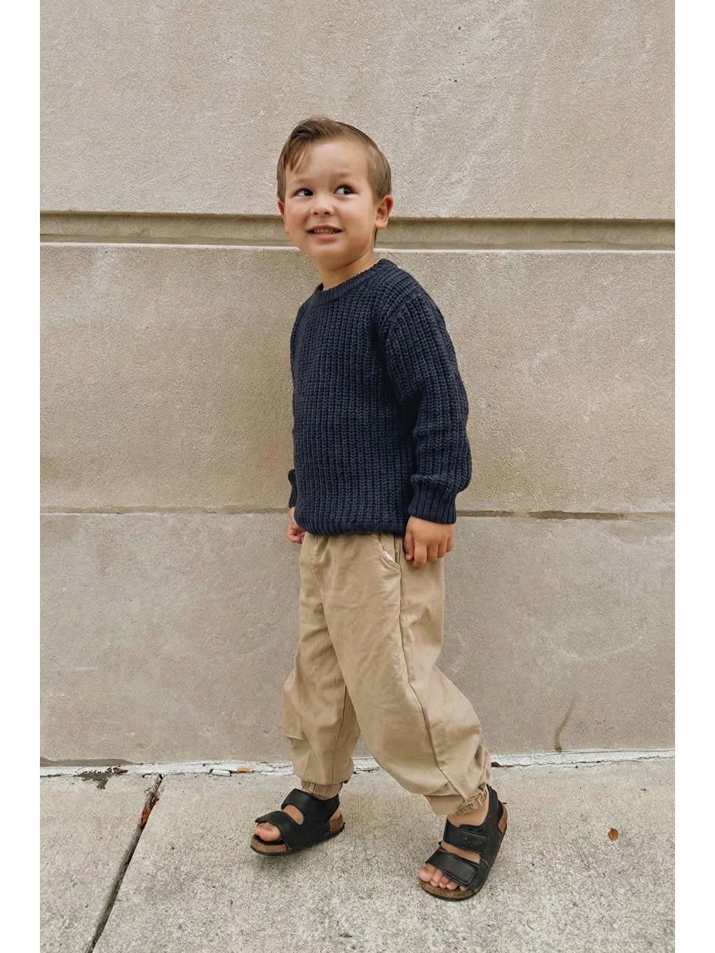 Bisiklet Yaka Selanik Triko Kazak 2-8 Yaş İndigo Mavi-2