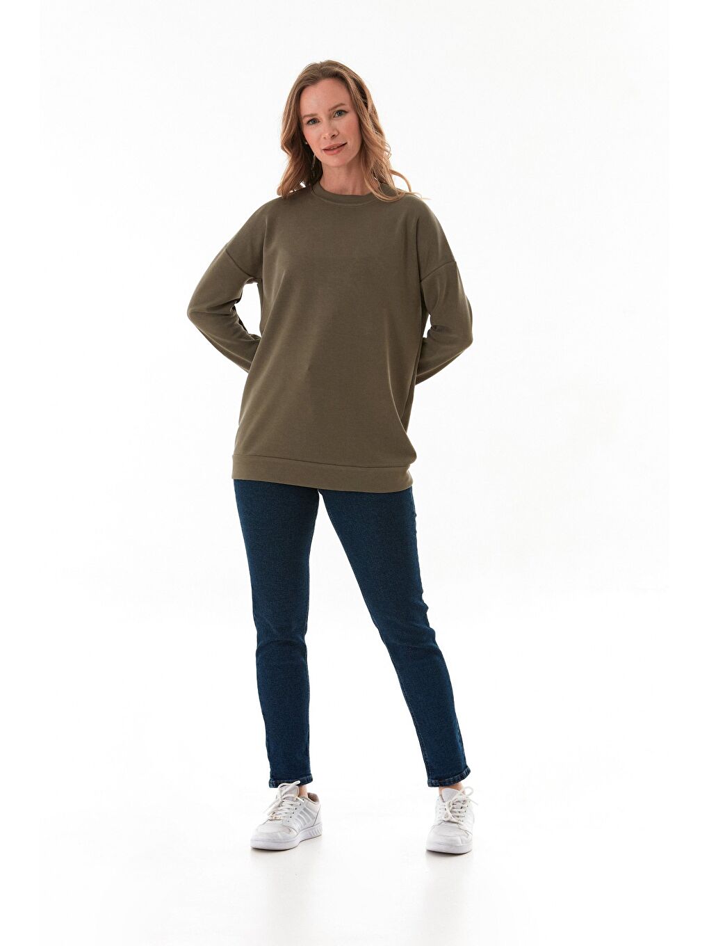 Haki Basic Bisiklet Yaka Modal Tunik-1