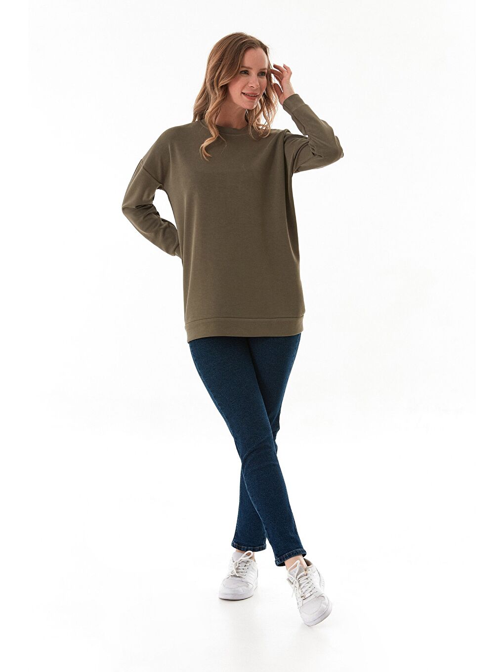 Haki Basic Bisiklet Yaka Modal Tunik-3