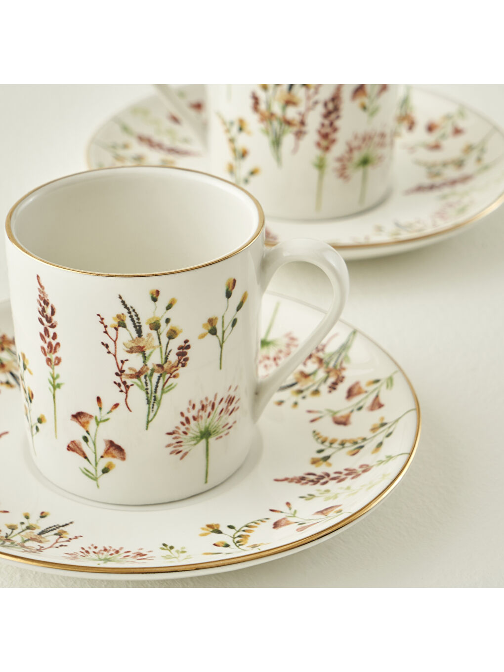 Karışık Flores Porselen 2'li Kahve Fincanı Seti (90 cc)-1