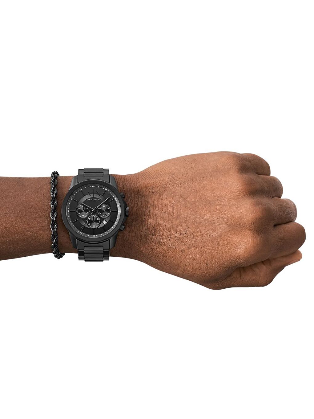 Siyah AX7163SET Erkek Kol Saati ve Bileklik Seti-4