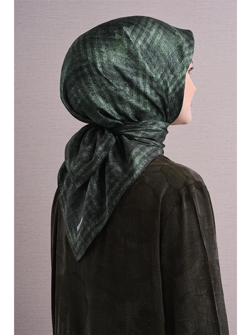 Yeşil Saf İpek Twill Eşarp 9628d 35-4