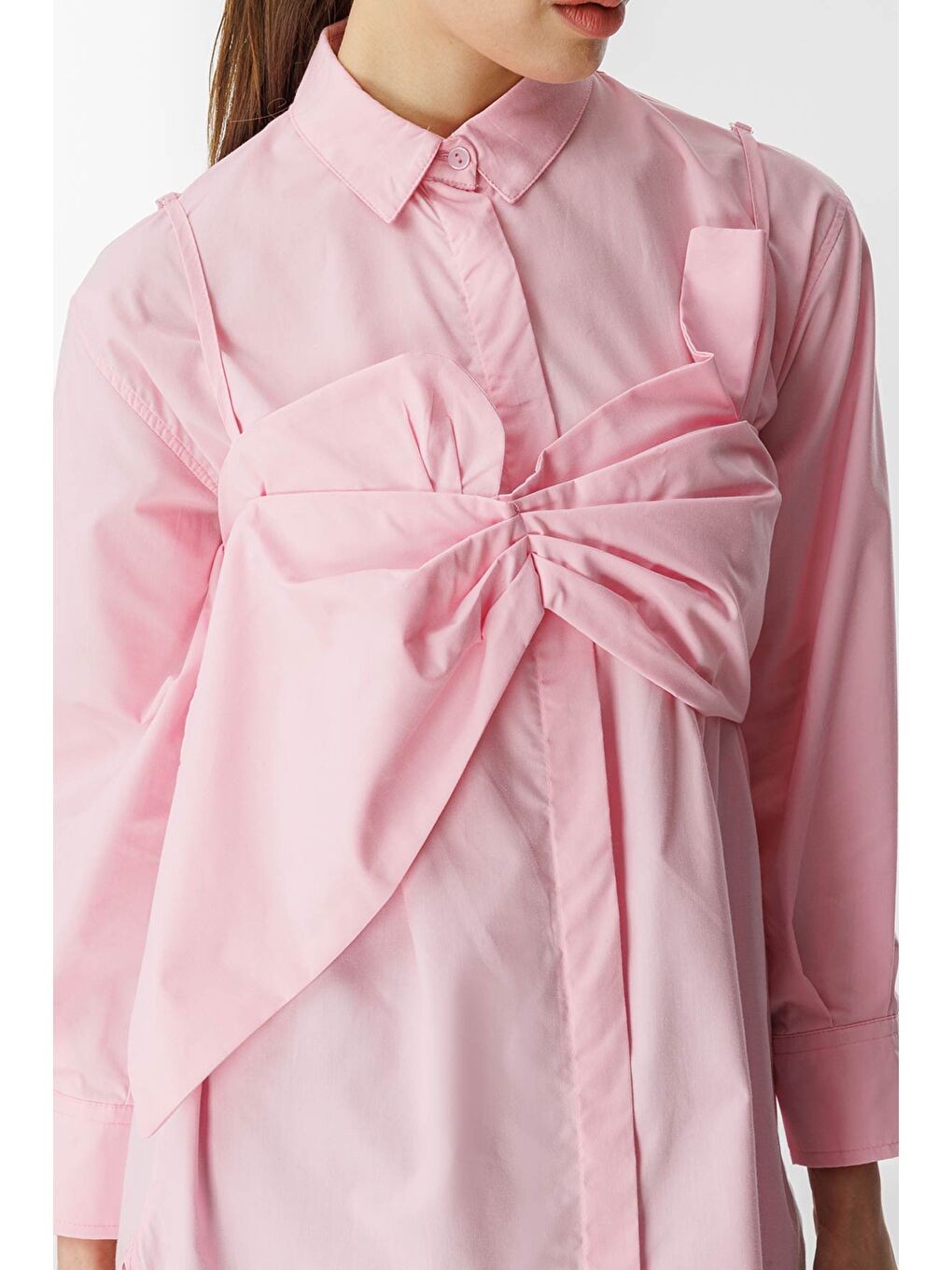 Fiyonk Detaylı Koyu Pembe Gömlek-3