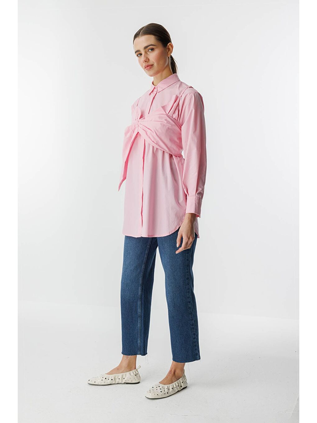 Fiyonk Detaylı Koyu Pembe Gömlek-4