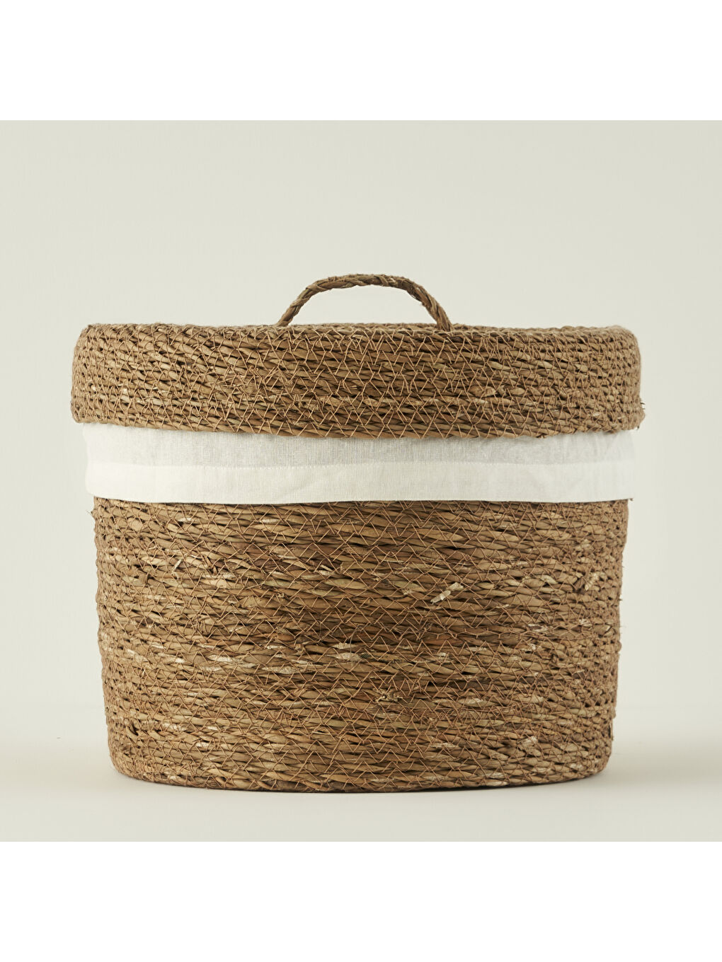 Bej Loess Bezli Hasır Sepet Naturel (30x25 cm)