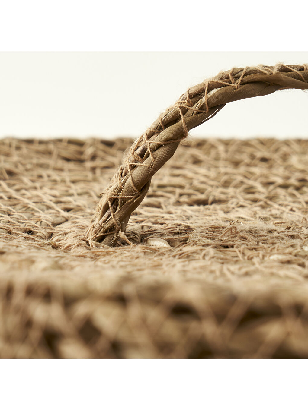 Bej Loess Bezli Hasır Sepet Naturel (30x25 cm)-2