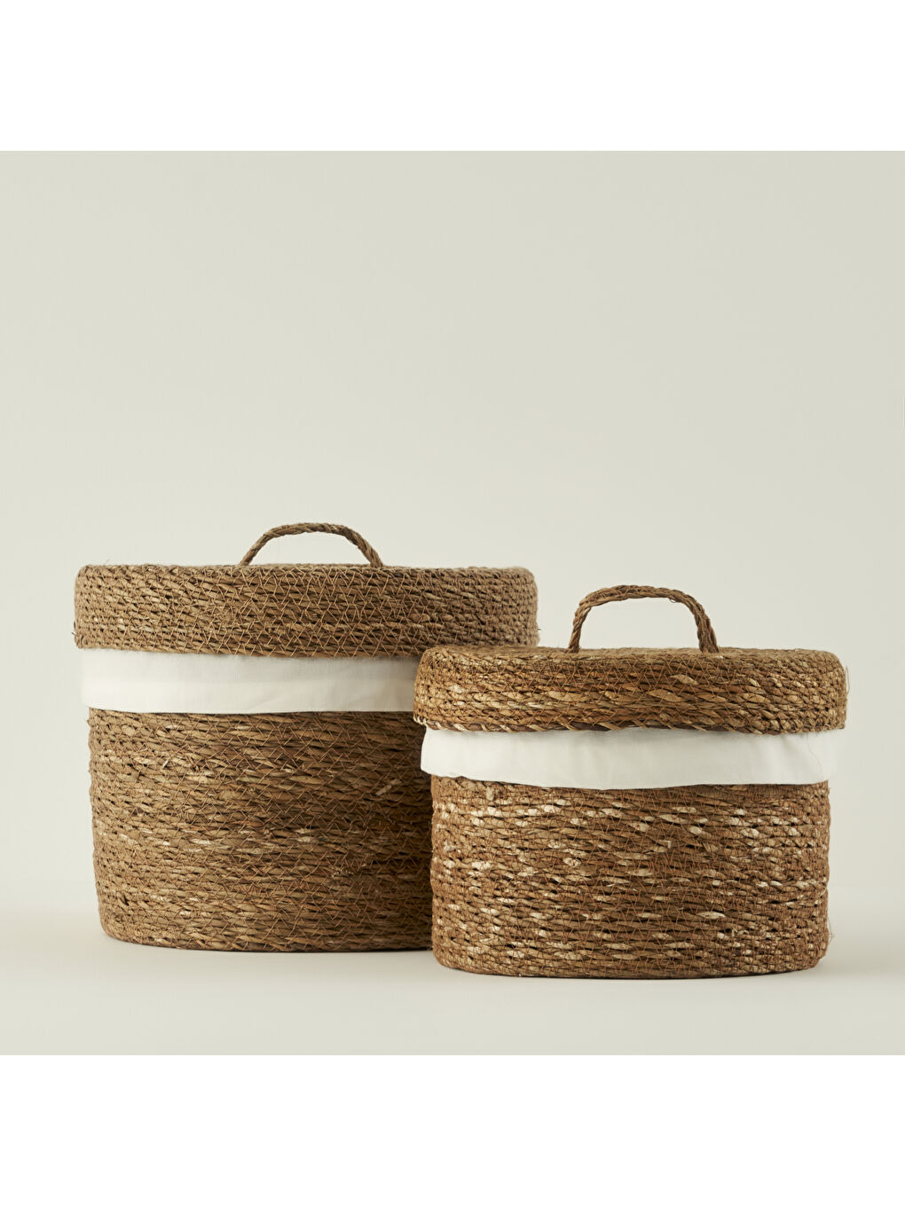 Bej Loess Bezli Hasır Sepet Naturel (30x25 cm)-3