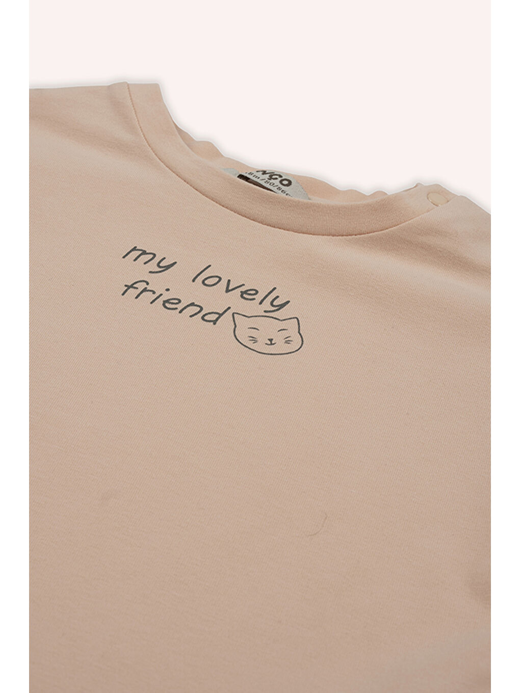 Pembe Kız Bebek Baskı Detaylı Somon Tişört-1