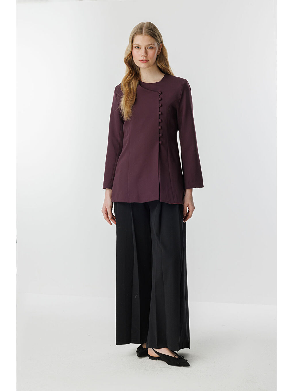 Soft Slim Fit Bordo Ceket-1