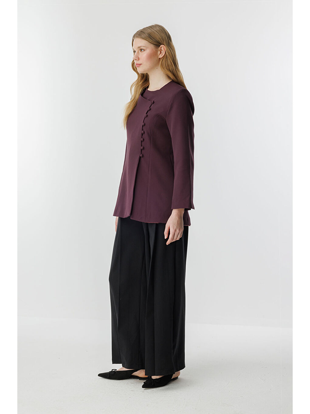 Soft Slim Fit Bordo Ceket-3