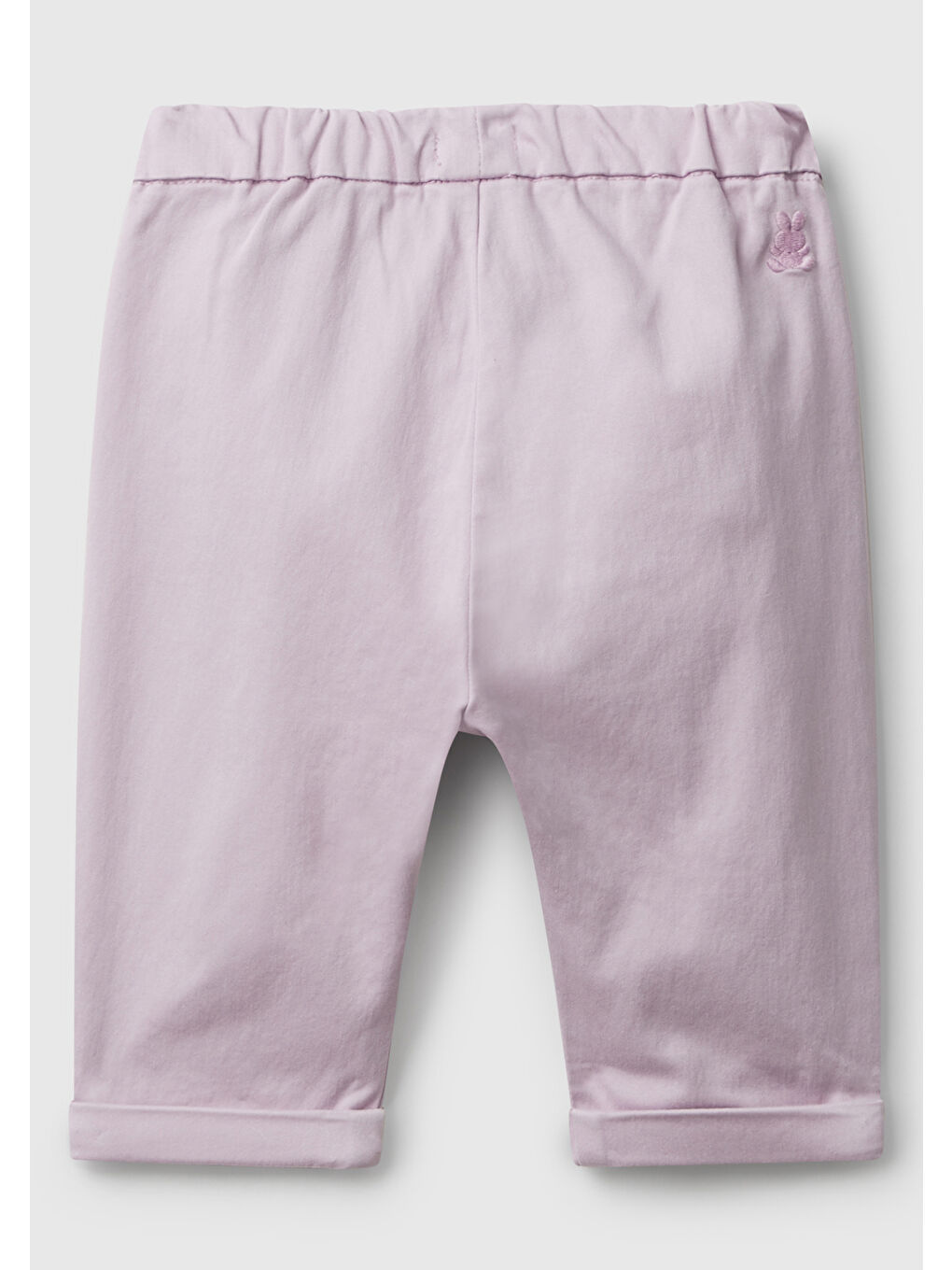 Bebek Lila Tavşan İşlemeli Önü Pileli Bağcık Detaylı Pantolon-1