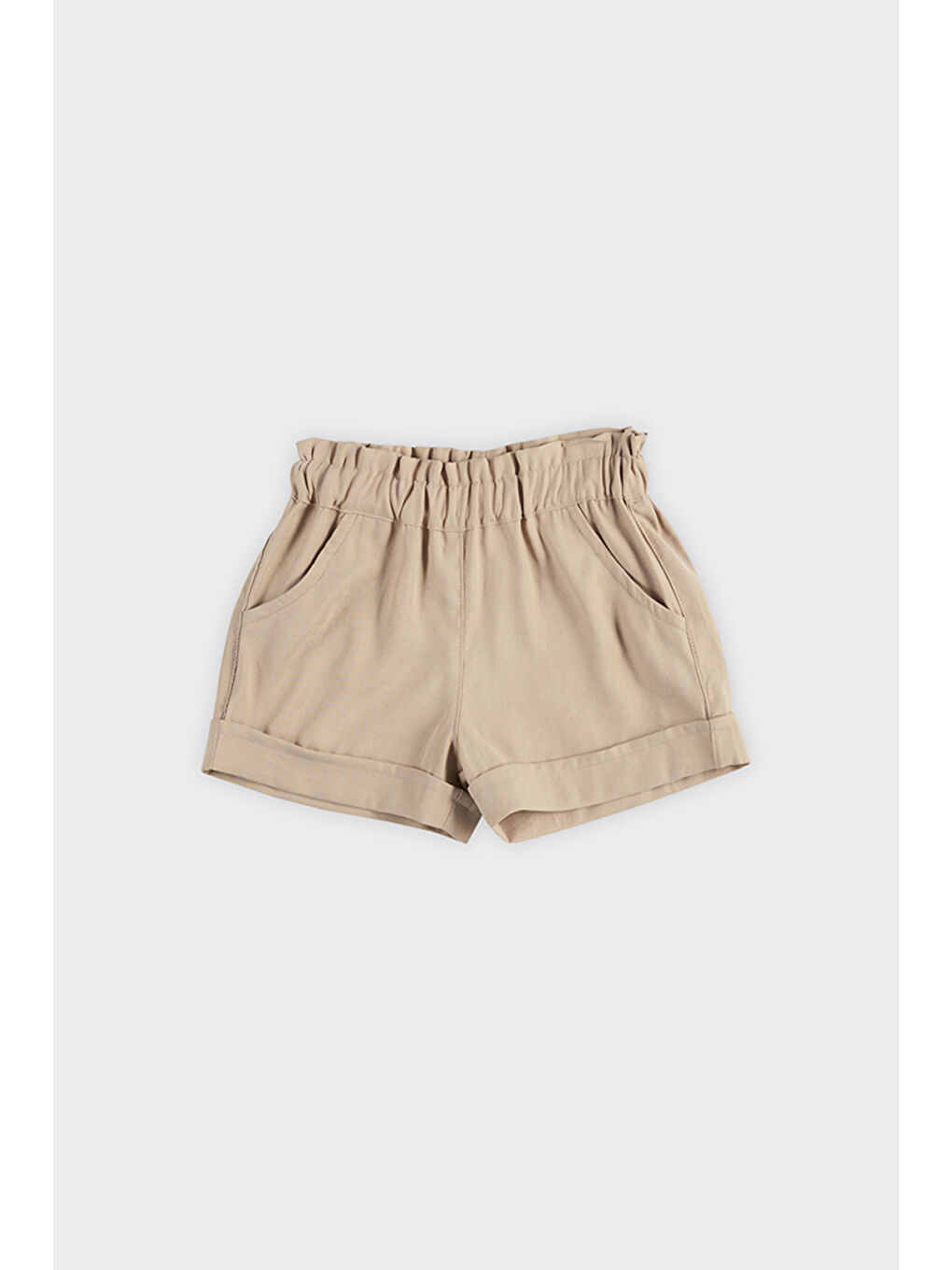 Kız Bebek Beli Lastikli Bej Şort