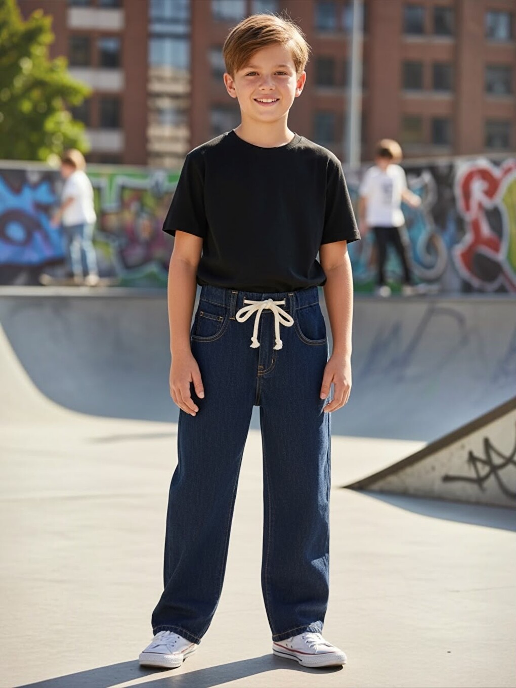 Mavi Erkek Çocuk Bol Kesim Baggyfit Jean Pantolon-2