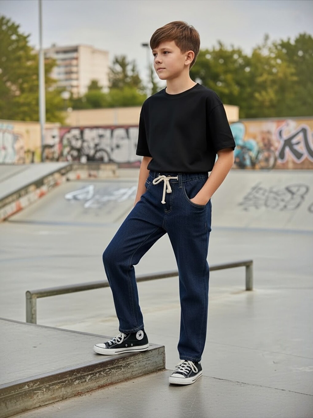Mavi Erkek Çocuk Bol Kesim Baggyfit Jean Pantolon-3