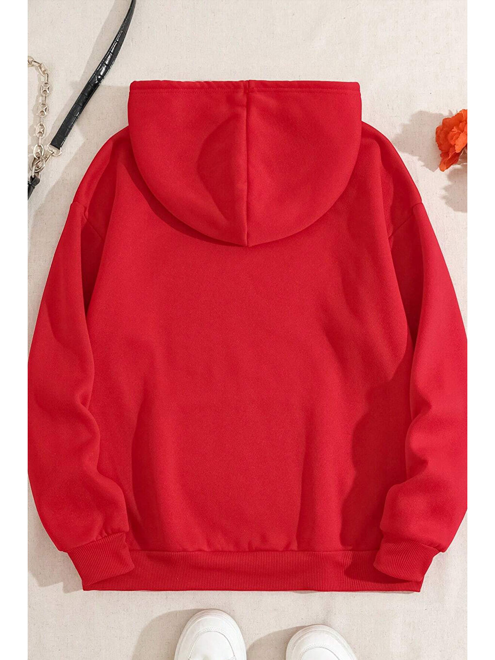 uyguntarz Kırmızı Unisex Oversize Holiday Baskılı Sweatshirt - 1