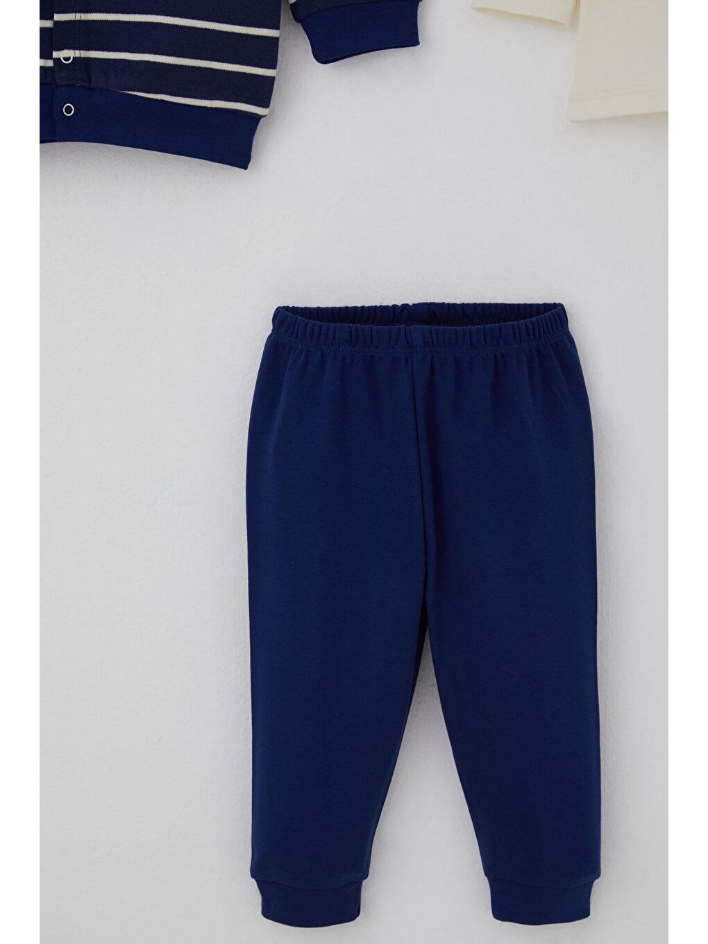 Erkek Bebek Bodyli 3 Lü Takım Çizgili Çıtçıtlı Lacivert (4 Ay-1 Yaş)-4