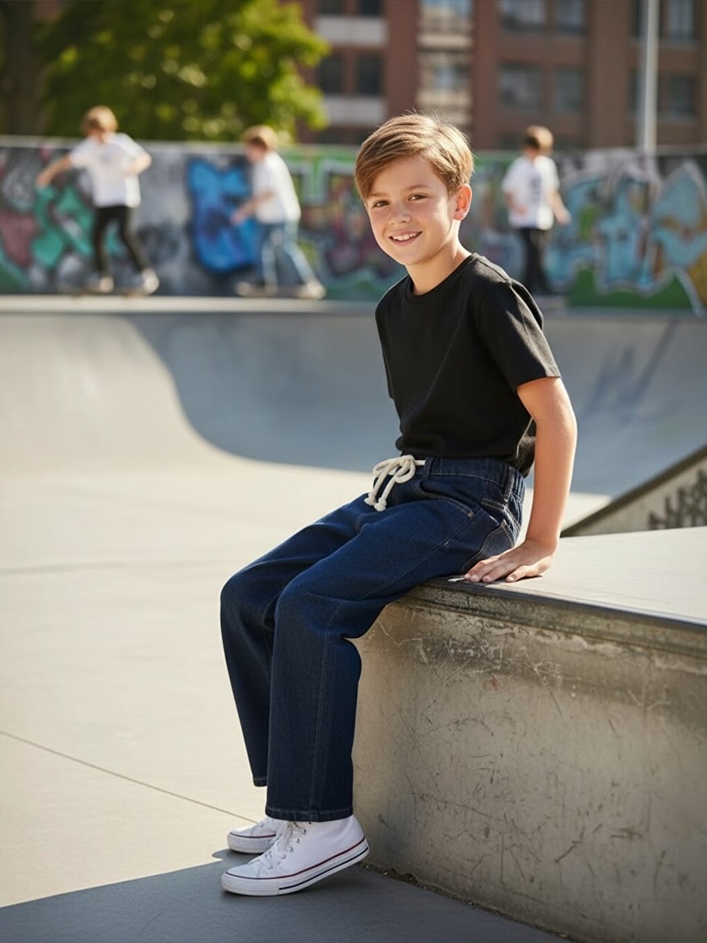 Mavi Erkek Çocuk Bol Kesim Baggyfit Jean Pantolon-5
