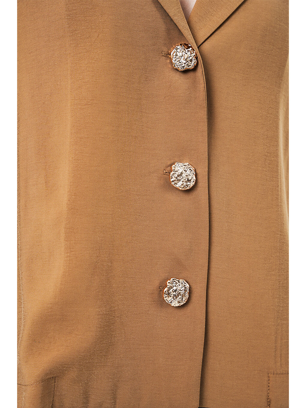 Sarı Kadın Kruvaze Yaka Oversize Ceket 0747 - Camel-4