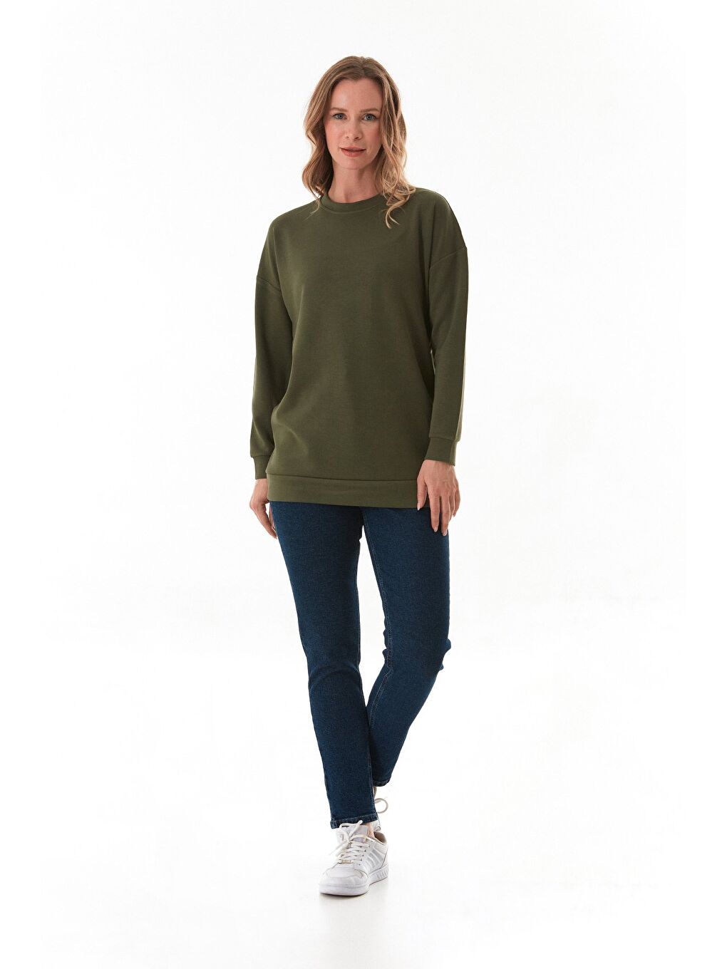 Yeşil Basic Bisiklet Yaka Modal Tunik