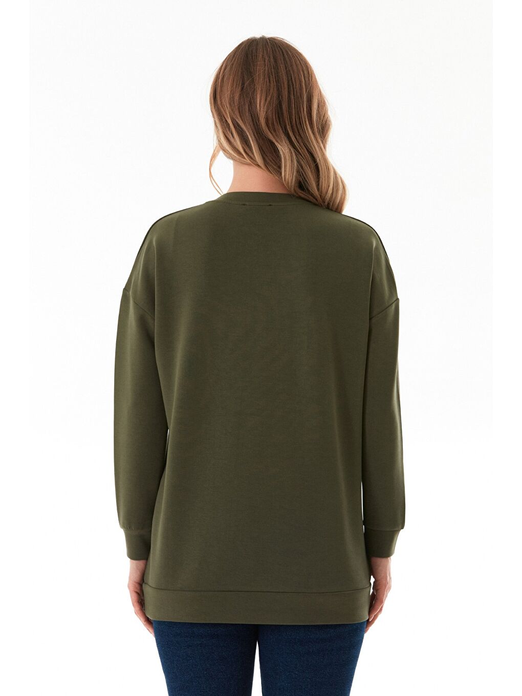 Yeşil Basic Bisiklet Yaka Modal Tunik-2