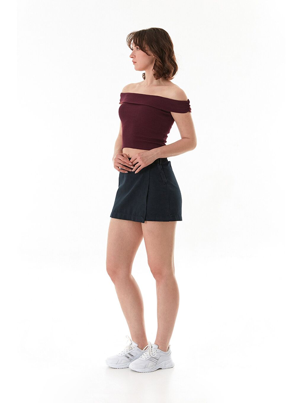 Bordo Basic Madonna Yaka Modal Bluz-3