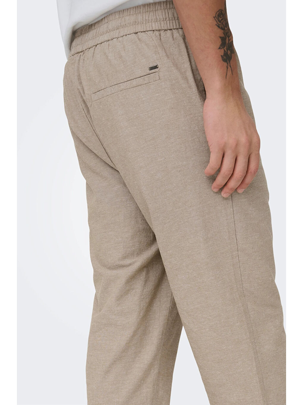 Bej Onslinus Keten ve Pamuk Karışımlı Tapered Fit Daralan Paça Pantolon 22024966-4