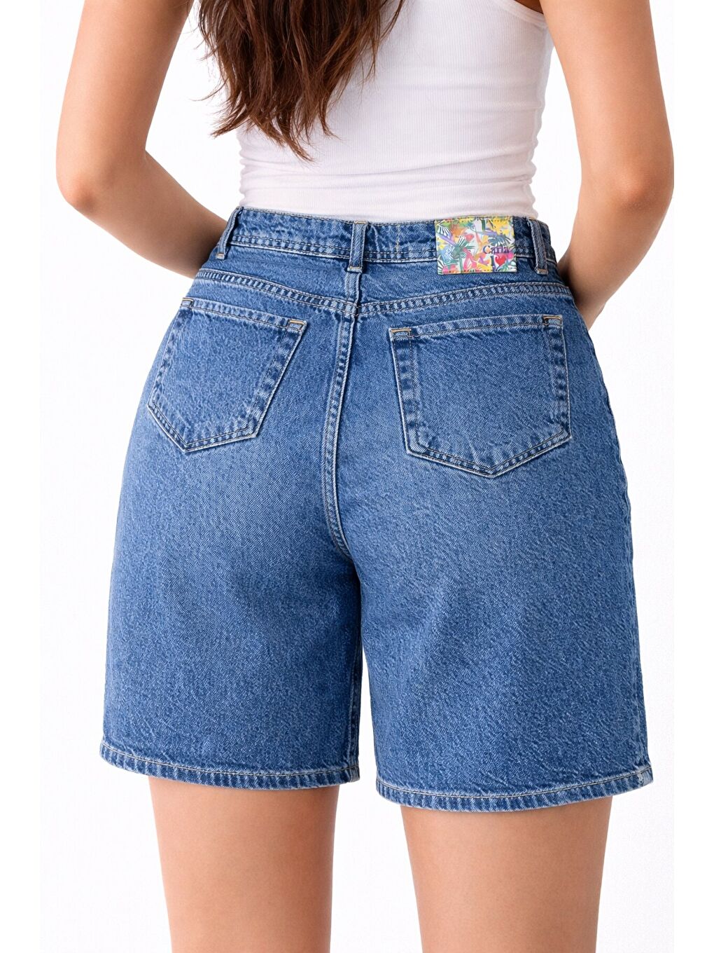 Büyük Beden Lacivert Jean Şort-2