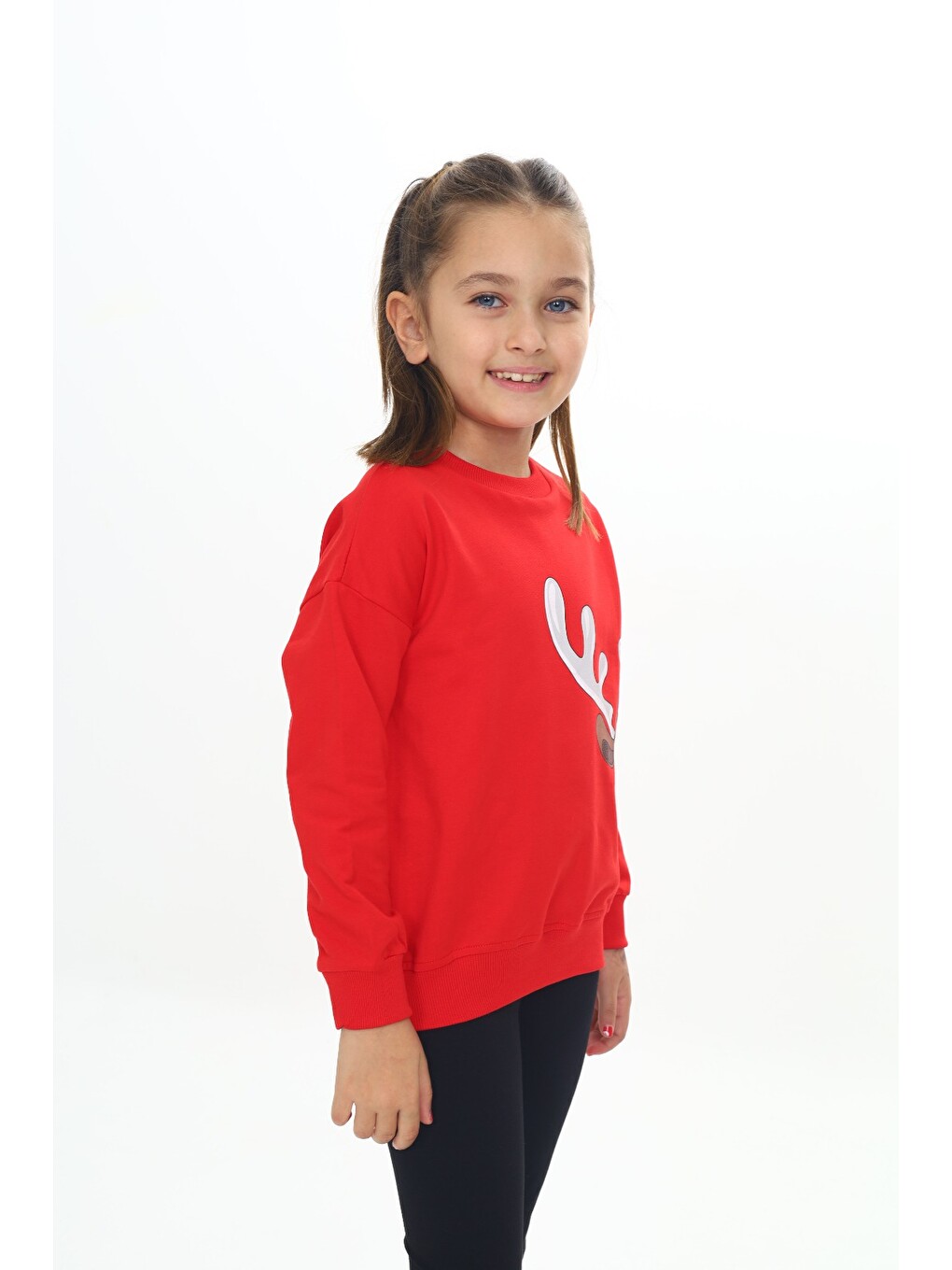 Kırmızı Kız Çocuk Baskılı Sweatshirt-2
