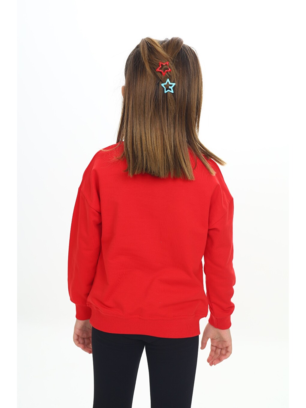 Kırmızı Kız Çocuk Baskılı Sweatshirt-3