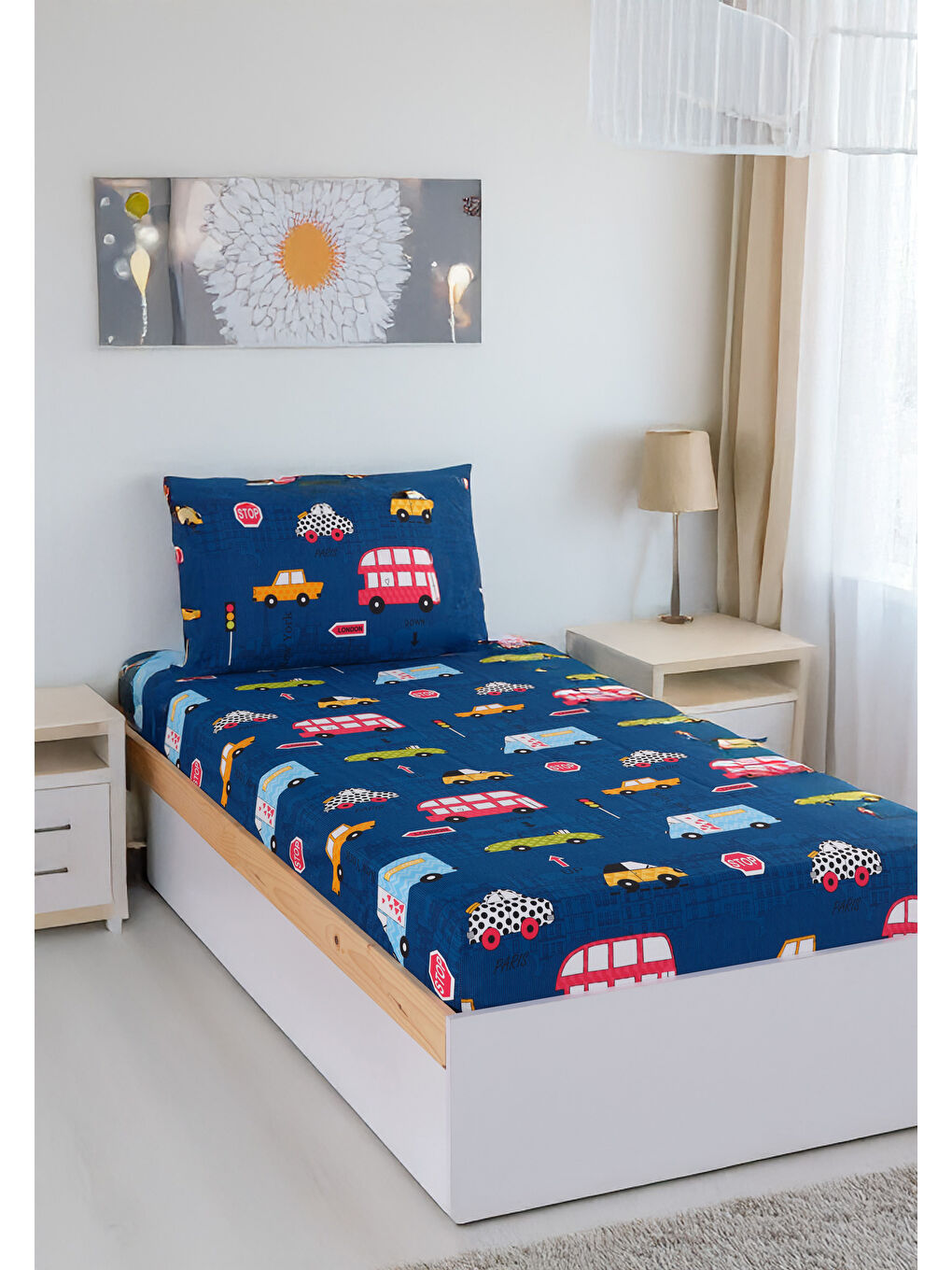 Pes Lastikli Çarşaf Seti Tek Kişilik Paula Mavi