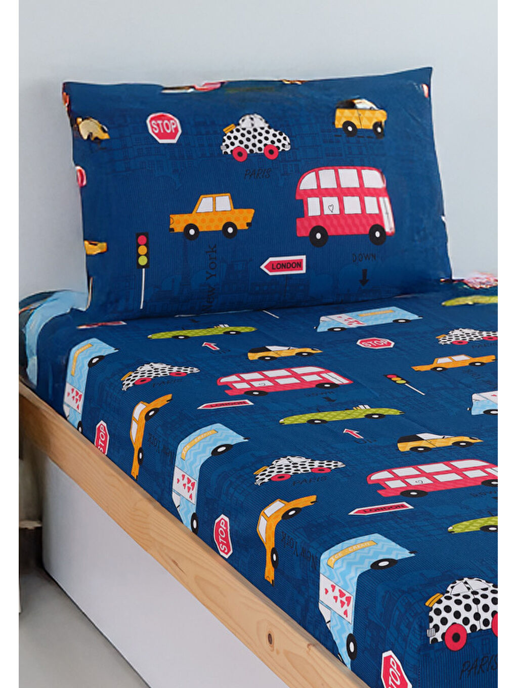 Pes Lastikli Çarşaf Seti Tek Kişilik Paula Mavi-2