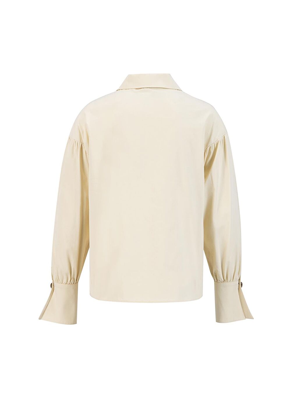 Bej Sivri Yakalı Floş Keten Gömlek 24K3602 Aytaşı-1