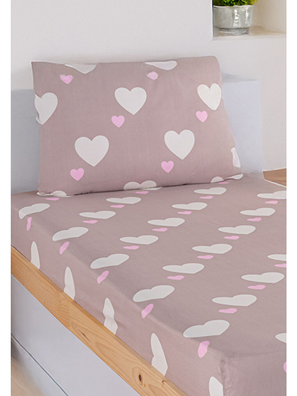 Pembe Pes Lastikli Çarşaf Seti Tek Kişilik Herz Gülkurusu-1