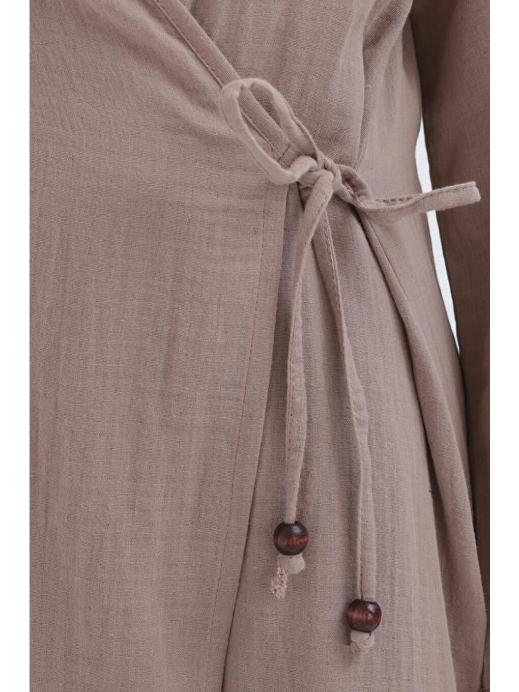 Bej Vizon-Belden Bağlamalı Müslin Kap-4