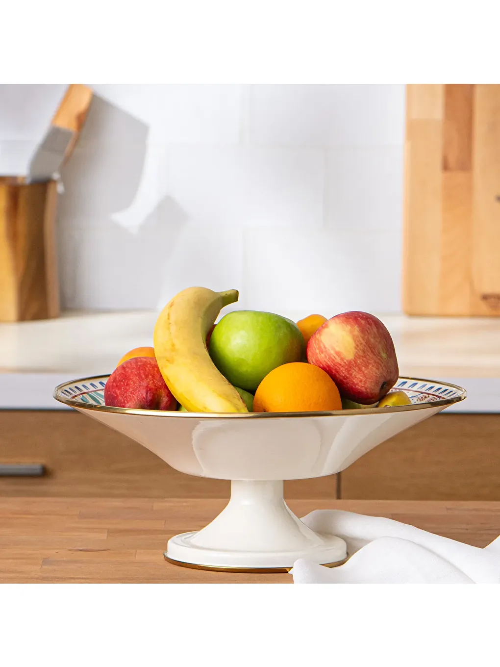 Beyaz Hasbahçe Emaye Meyvelik 32 Cm-4