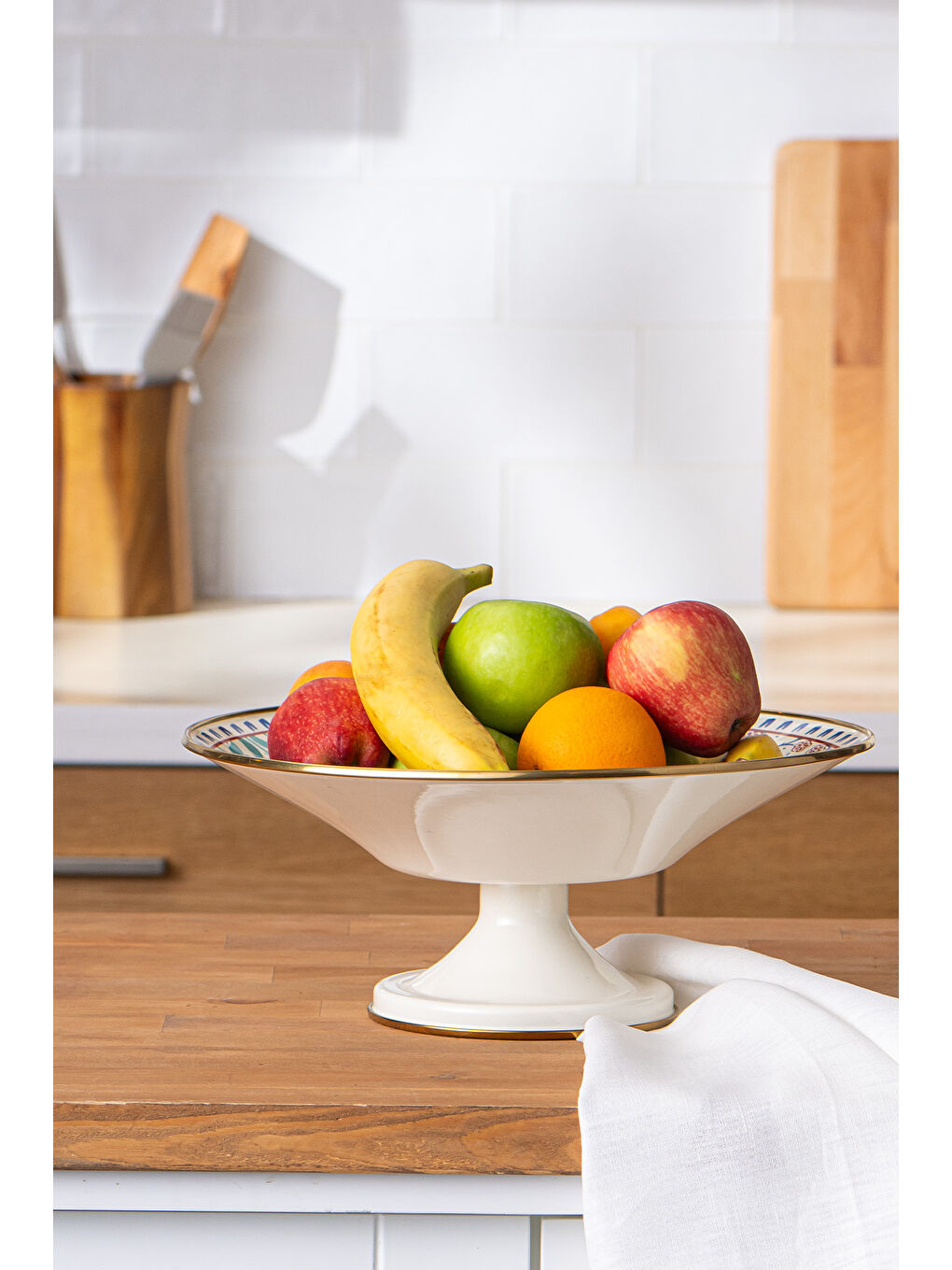 Beyaz Hasbahçe Emaye Meyvelik 32 Cm-1