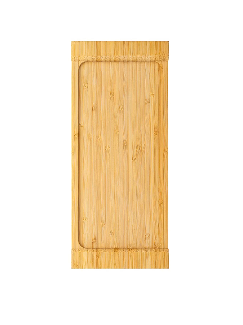 Kahverengi 2 Adet Orta Boy Bambu Dikdörtgen Uzun Sunum Tabağı Sunum Tepsisi 35x15 Cm-1