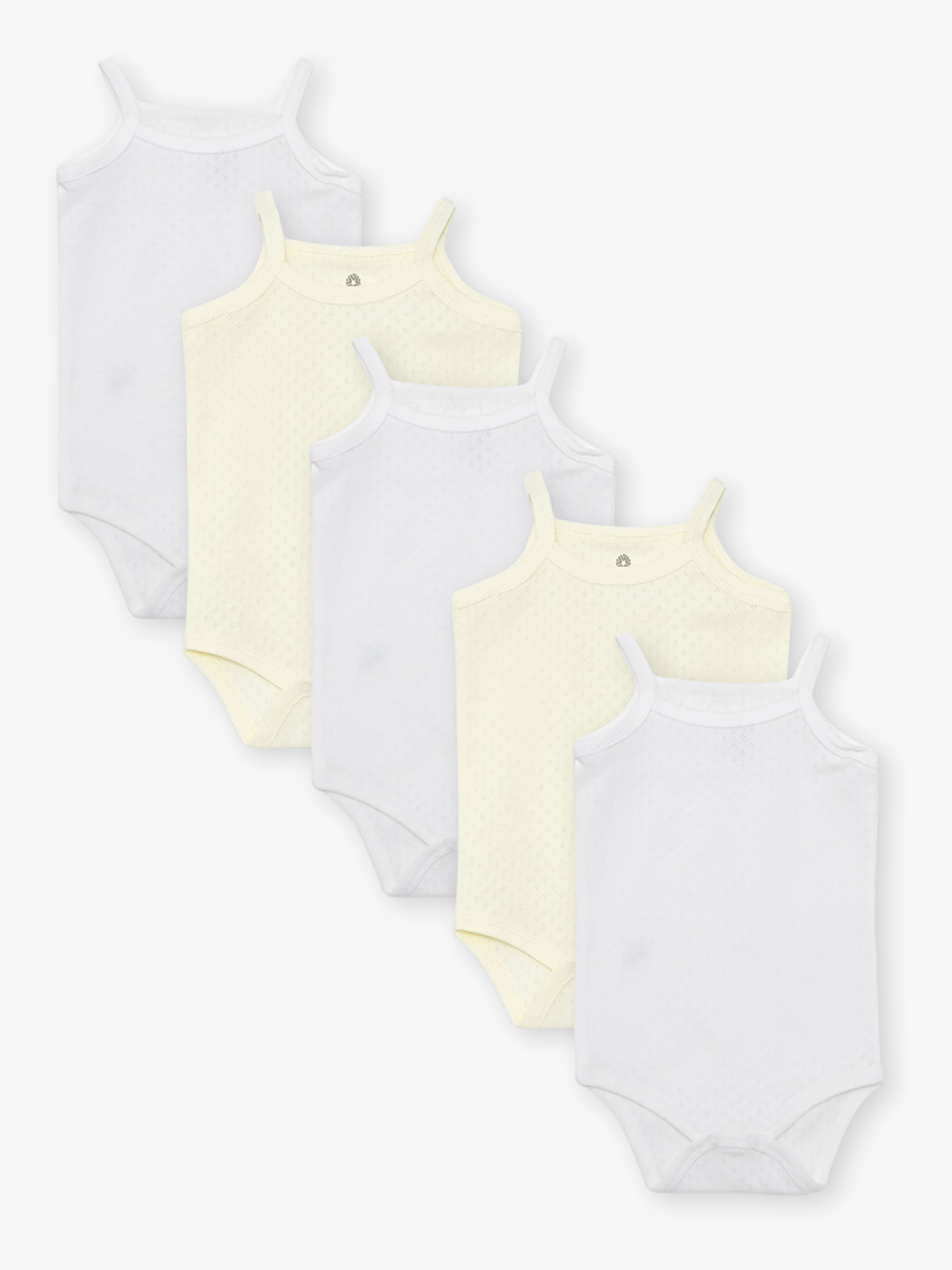 Beyaz Kare Yaka Pamuklu Kız Bebek Jakarlı Çıtçıtlı Body 5'li