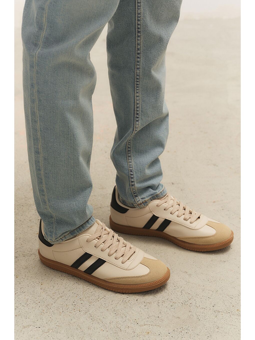 Bej GORDON Unisex Ortopedik Günlük Bağcıklı Yürüyüş Koşu Sneaker Spor Ayakkabı-4