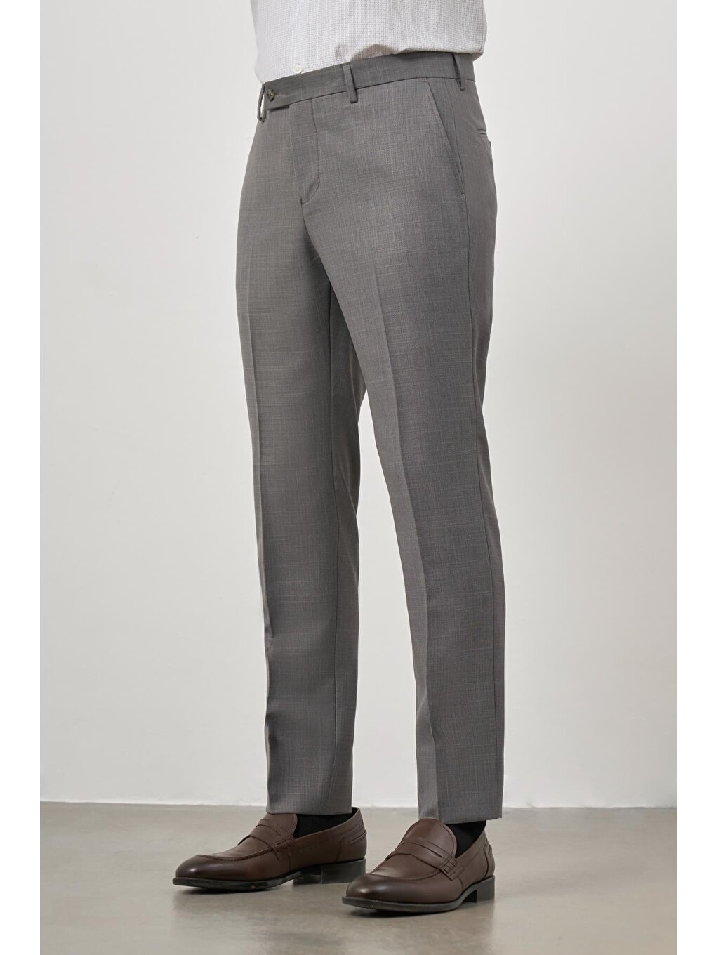 Gri Koyu Füme Yandan Cepli Slim Fit Classic Erkek Pantolon 1003245152-1