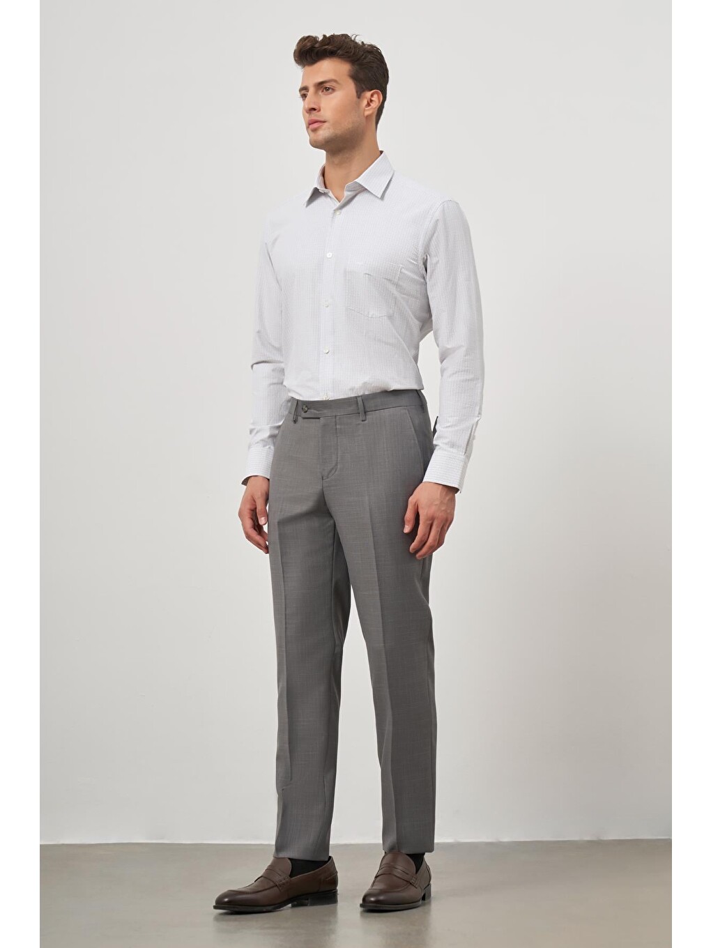 Gri Koyu Füme Yandan Cepli Slim Fit Classic Erkek Pantolon 1003245152-2