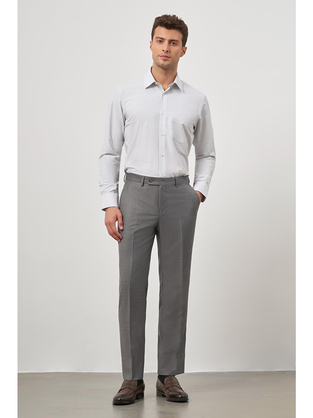 Gri Koyu Füme Yandan Cepli Slim Fit Classic Erkek Pantolon 1003245152-3