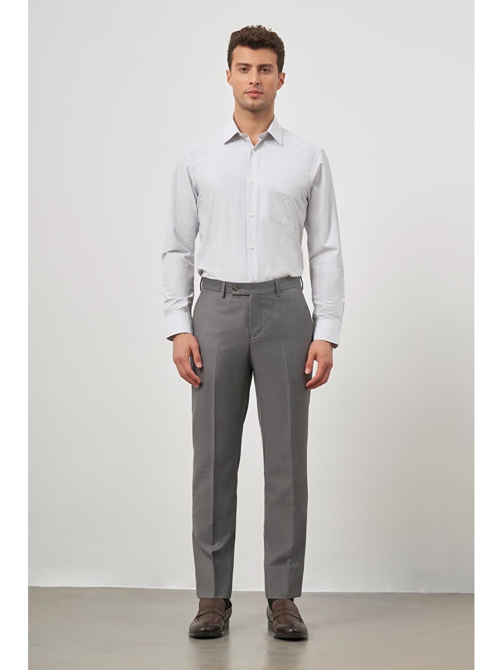 Gri Koyu Füme Yandan Cepli Slim Fit Classic Erkek Pantolon 1003245152-4